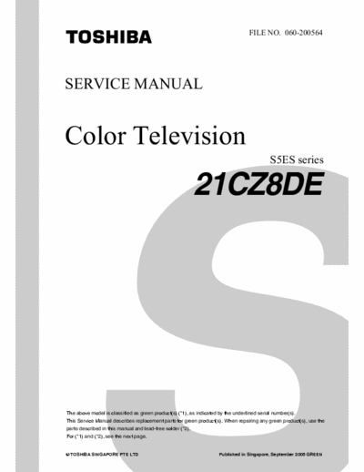 TOSHIBA 21CZ8DE TDA12021H/N1F100, AN5277, AN34040A,LA78040, STR6267S
service manual